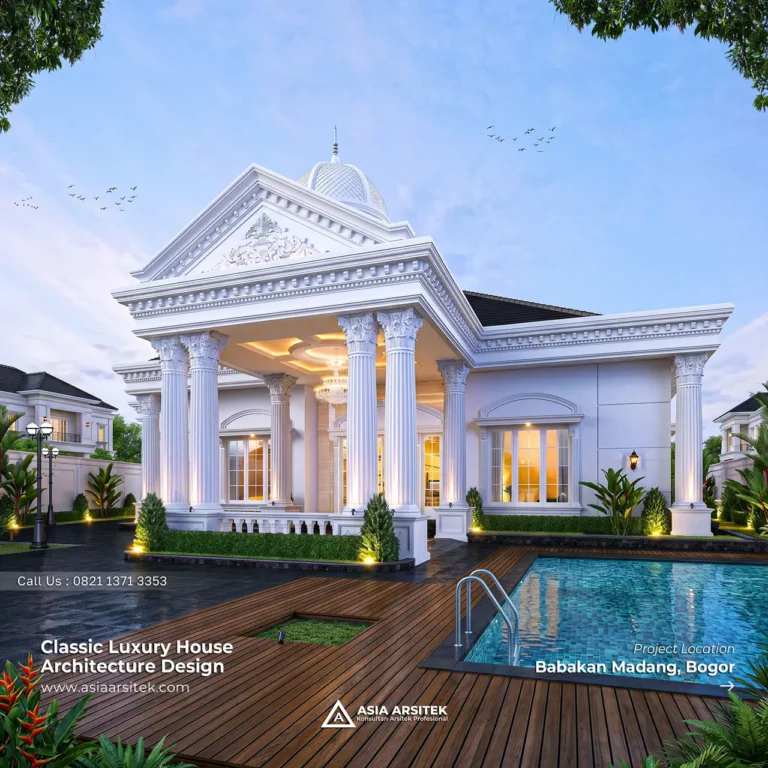 Desain Rumah Klasik 1 Lantai Pak SYR di Babakan Madang Bogor