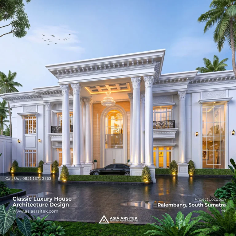 Desain Rumah Klasik 2 Lantai Bapak EFR di Palembang Sumatra Selatan