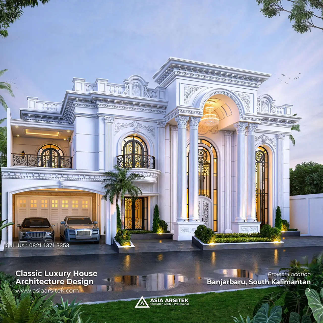 Desain Rumah Klasik 2 Lantai Pak JY di Banjarbaru Kalimantan Selatan