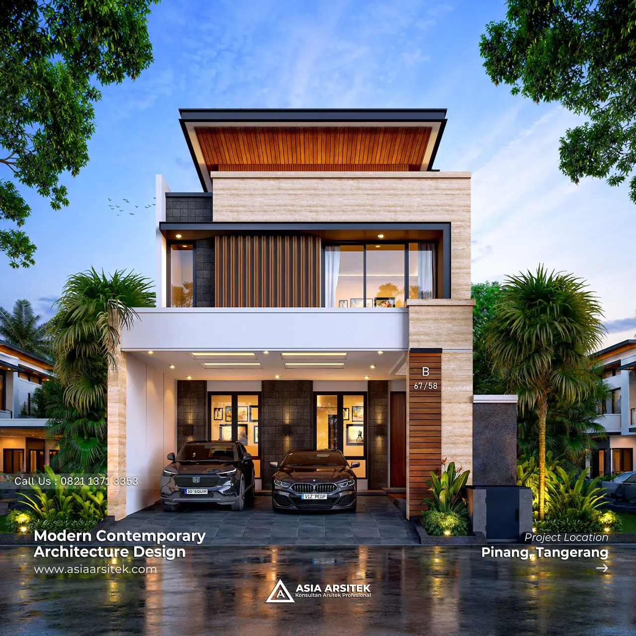 Desain Rumah Modern 2 Lantai Bapak BY di Pinang Tangerang