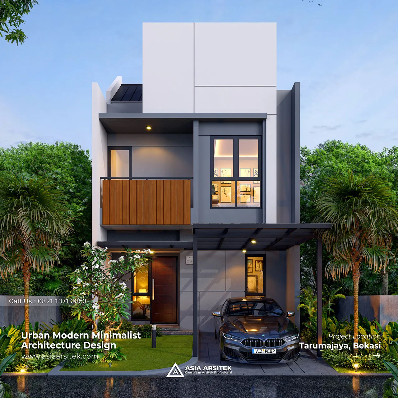 Desain Rumah Modern 2 Lantai Ibu RTA di Tarumajaya Bekasi