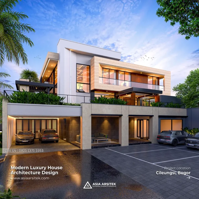 Desain Rumah Modern 3 Lantai Bapak JNDS di Cileungsi Bogor