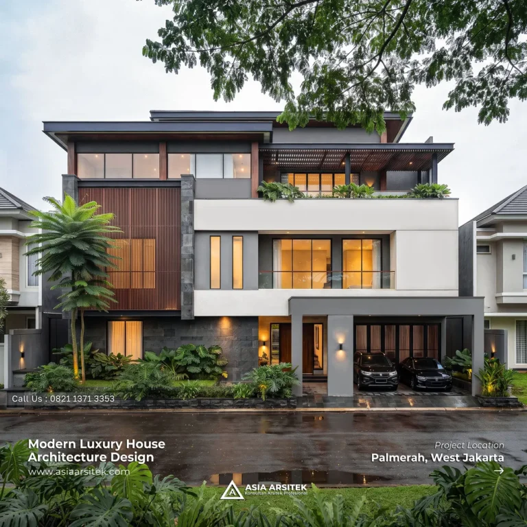 Desain Rumah Modern 3 Lantai Ibu MCH di Palmerah Jakarta Barat