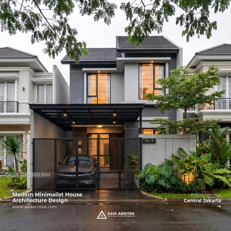 Desain Rumah Modern Minimalis 2 Lantai Ibu KM di Kemayoran Jakarta Pusat