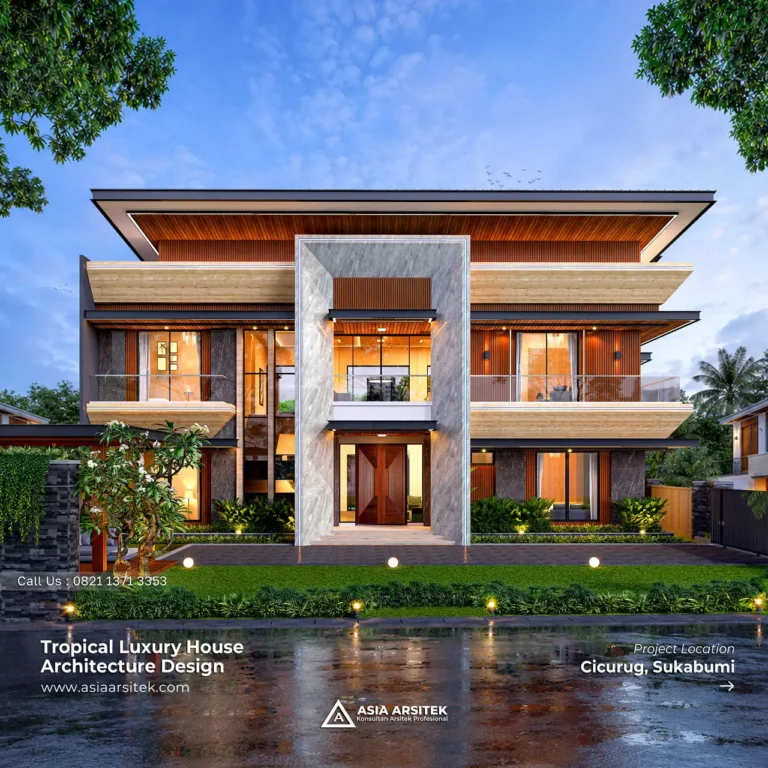 Desain Rumah Tropis 2 Lantai Ibu IKRM di Cicurug Sukabumi