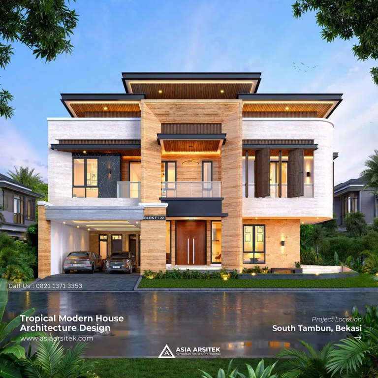 Desain Rumah Tropis 2 Lantai Ibu VK di Tambun Selatan Bekasi
