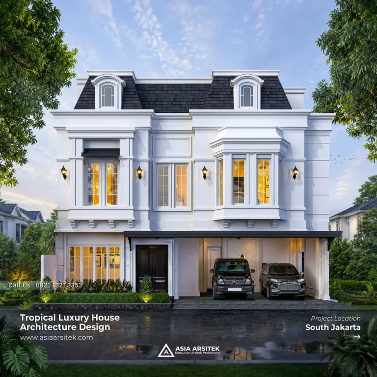 Desain Rumah Tropis 3 Lantai Bapak FRS di Cilandak Timur Jakarta Selatan