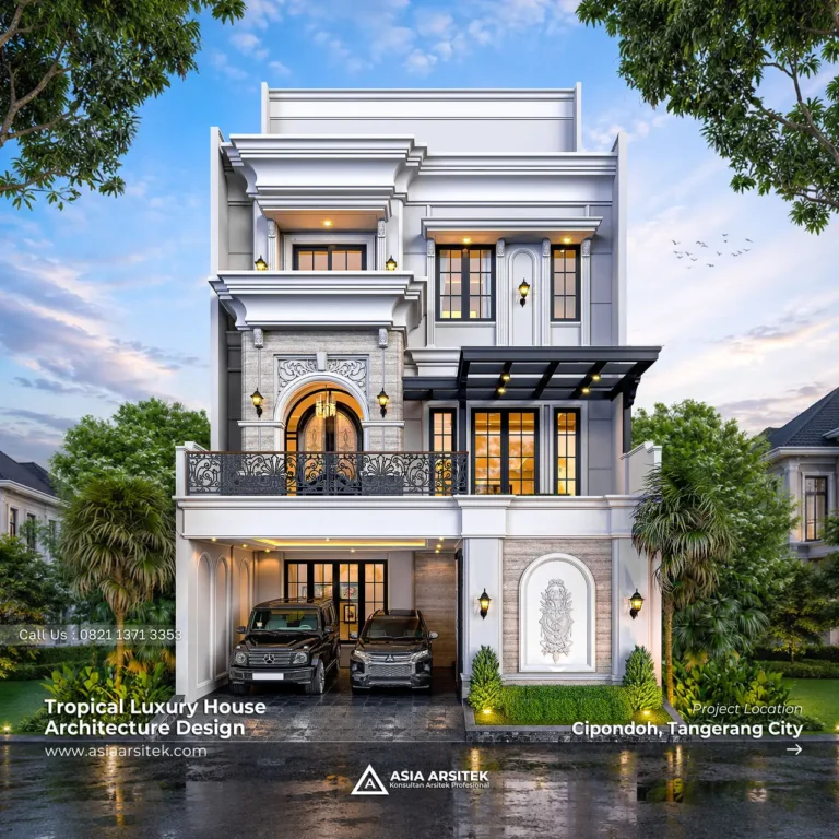 Desain Rumah Tropis 3 Lantai Bapak MCH di Cipondoh Kota Tangerang