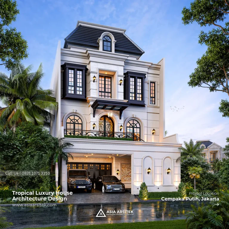 Desain Rumah Tropis 3 Lantai Bapak RYD di Cempaka Putih Jakarta Pusat