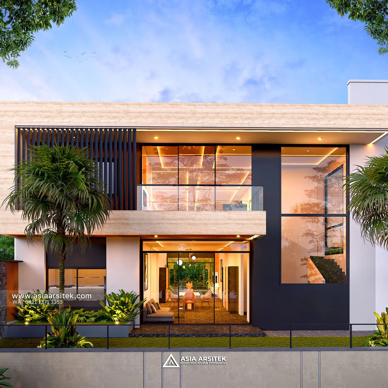 Desain Samping Kiri Rumah Modern 3 Lantai Bapak JNDS di Cileungsi Bogor Jawa Barat