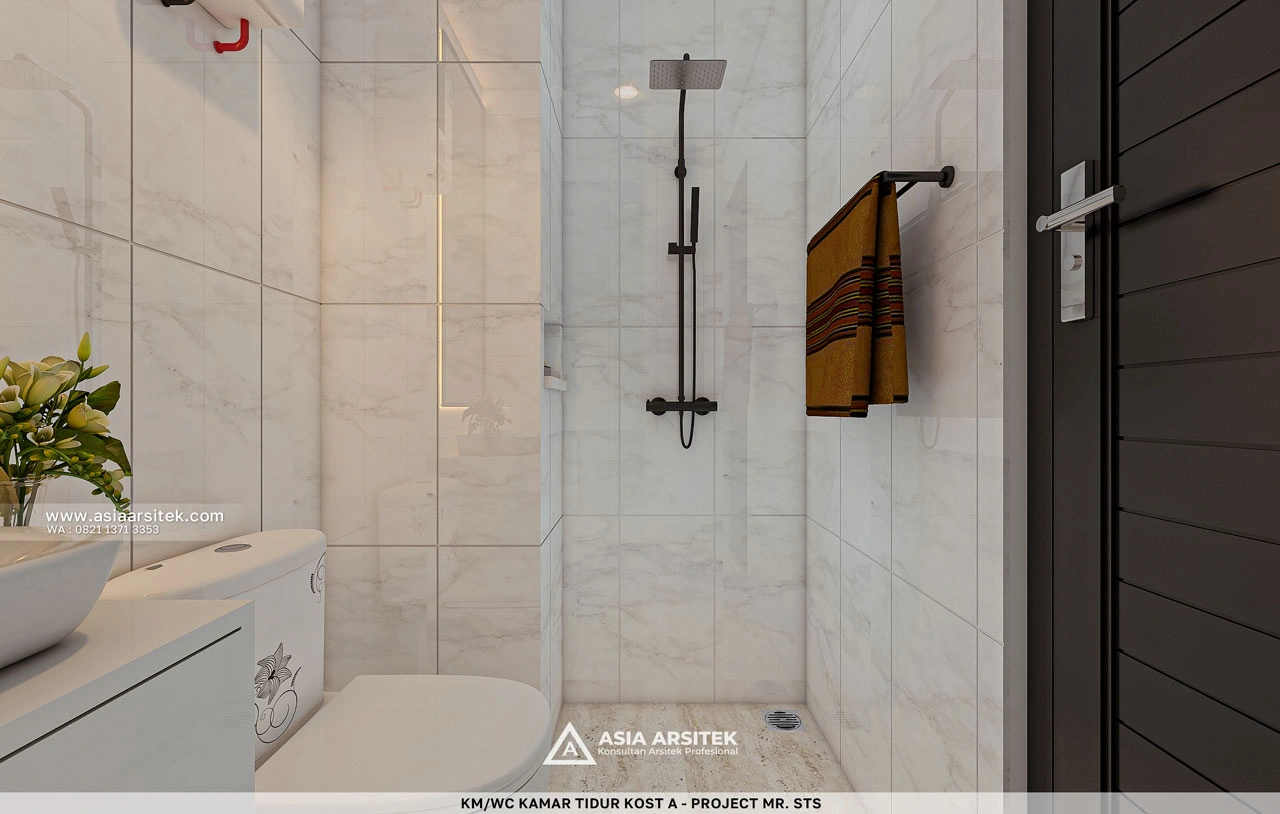 Desain Shower Toilet Kamar Tidur Type A Kost Modern Kontemporer 3 Lantai Mr. STS di Timor Leste