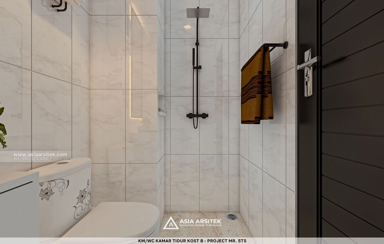 Desain Shower Toilet Kamar Tidur Type B Kost Modern Kontemporer 3 Lantai Mr. STS di Timor Leste