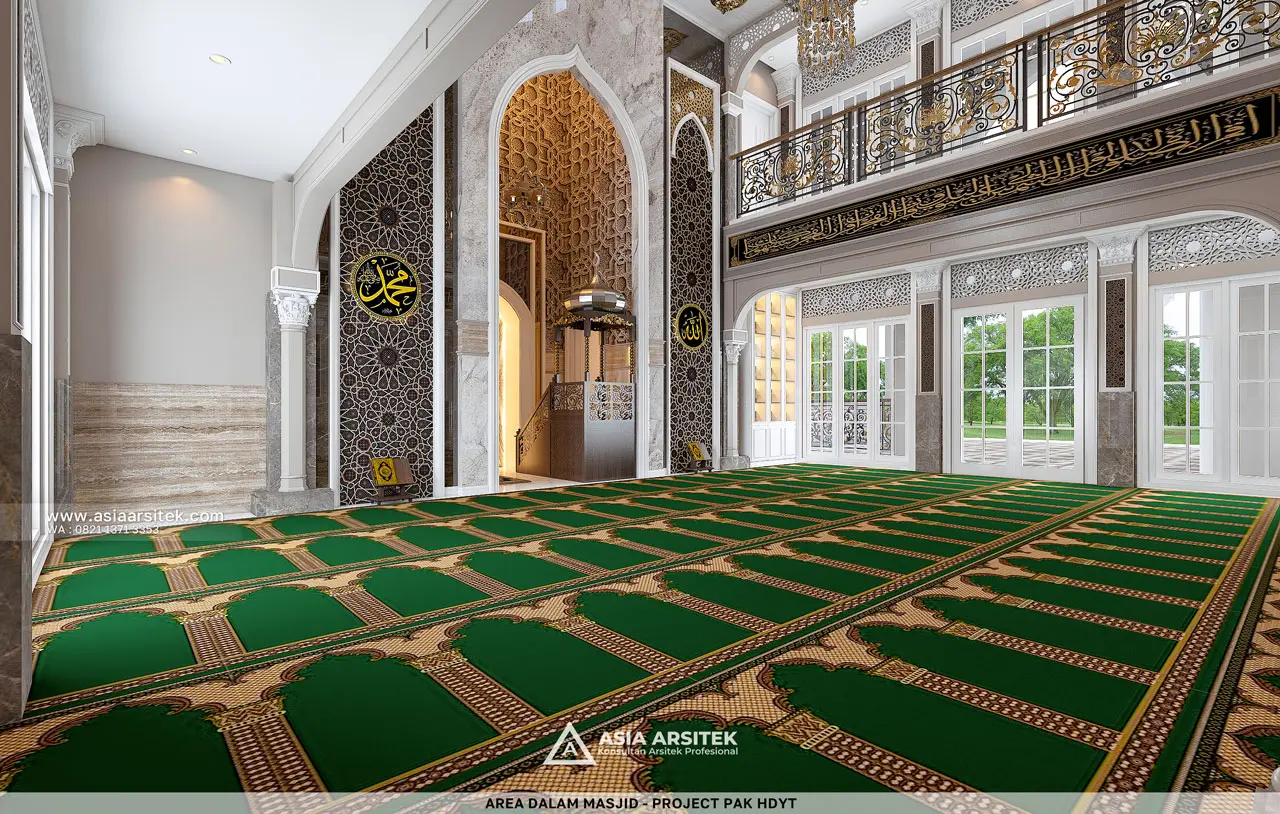 Desain Tampak Area Dalam Masjid Al Bahri Style Modern 2 Lantai Bapak HDYT di Batujajar Bandung Jawa Barat