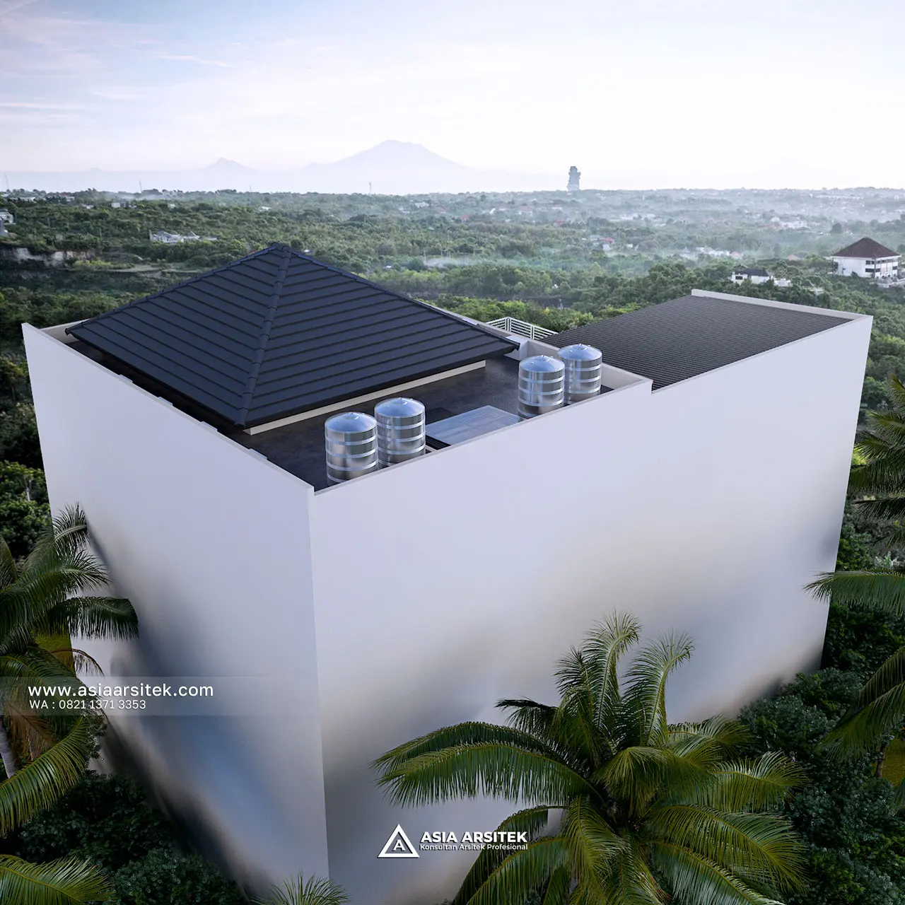 Desain Tampak Atas Belakang Kost Modern Minimalis 4 Lantai Pak SDT di Tanah Abang Jakarta Pusat