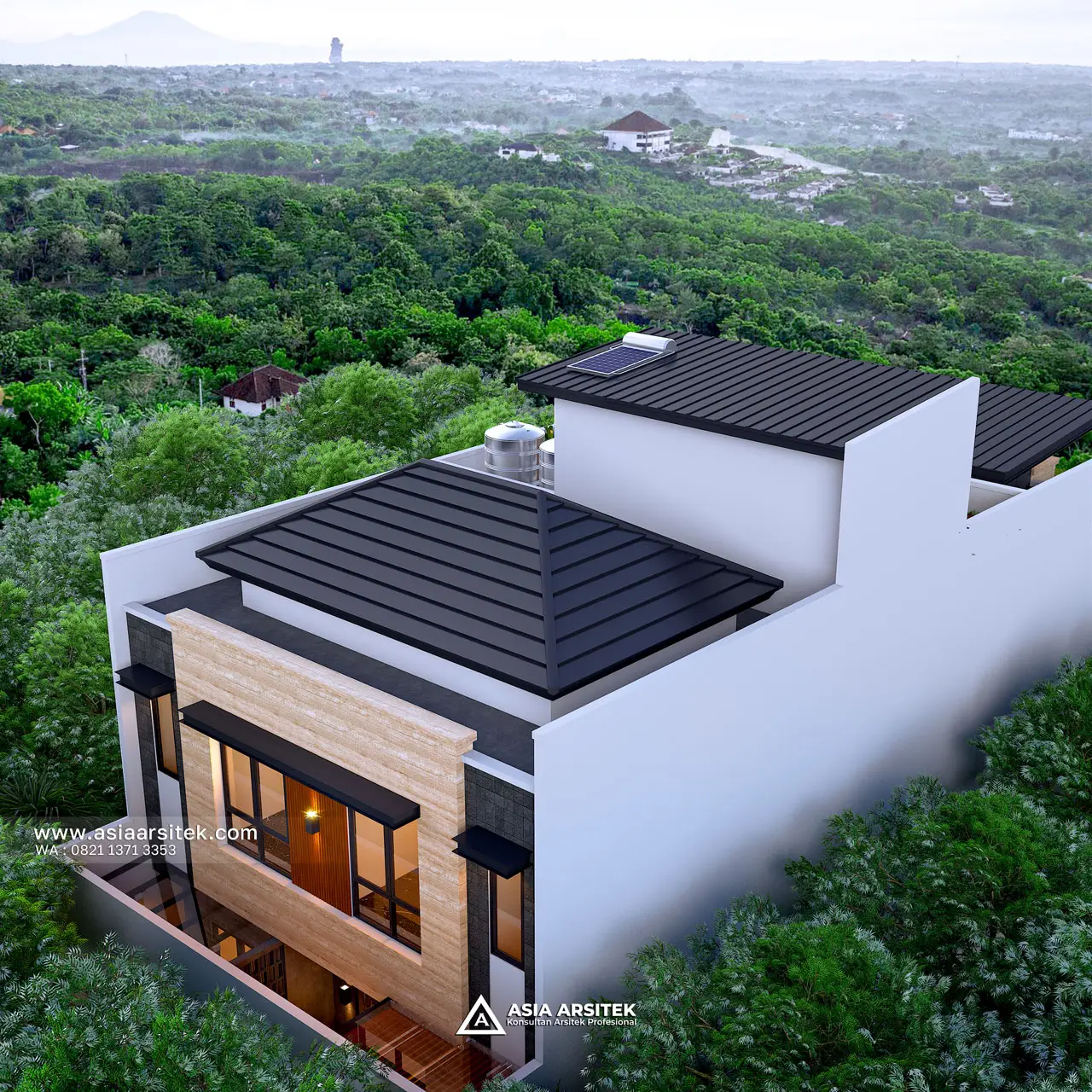 Desain Tampak Atas Belakang Rumah Modern 2 Lantai Bapak WLY di Kelapa Gading Jakarta Utara