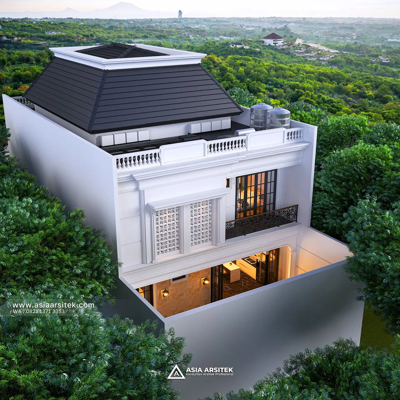 Desain Tampak Atas Belakang Rumah Tropis 2 Lantai Bapak IRV di Pekalongan Jawa Tengah