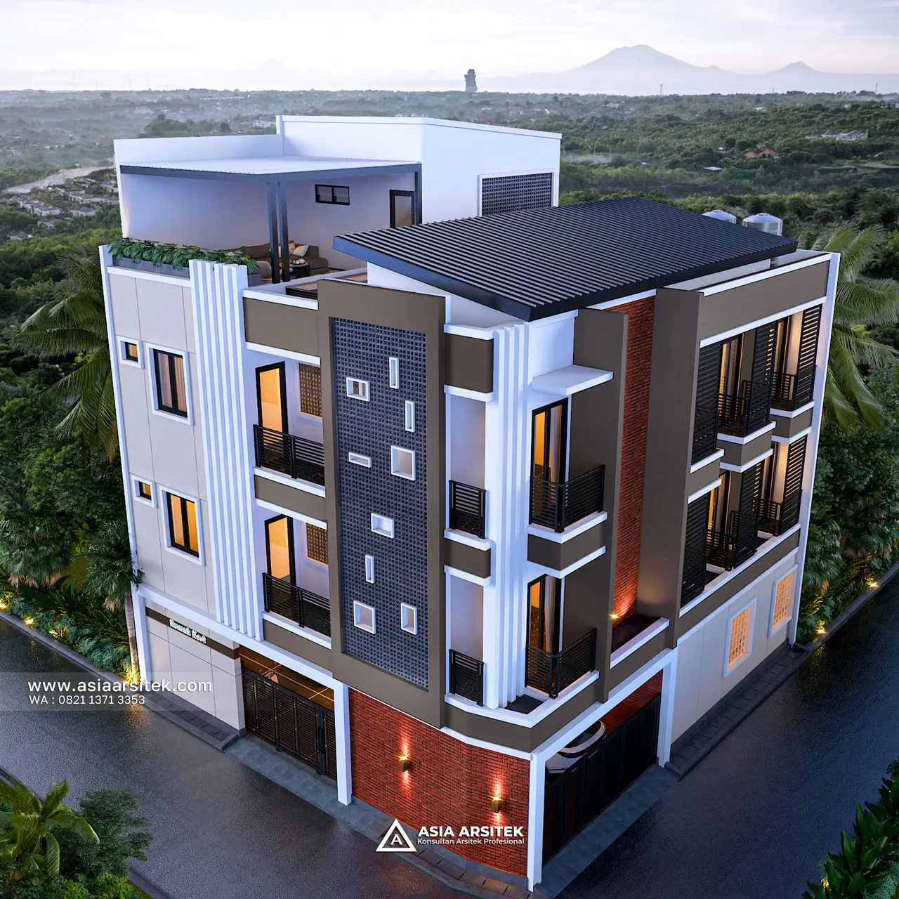 Desain Tampak Atas Kost Modern 4 Lantai Pak HAE di Serpong Utara Tangerang Selatan