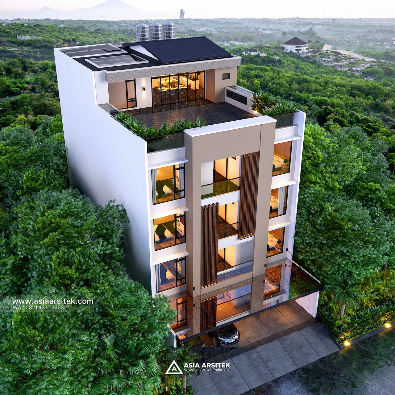 Desain Tampak Atas Kost Modern 5 Lantai Pak SHTN di Grogol Petamburan Jakarta Barat