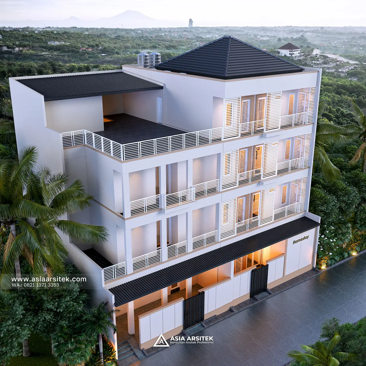 Desain Tampak Atas Kost Modern Minimalis 4 Lantai Pak SDT di Tanah Abang Jakarta Pusat