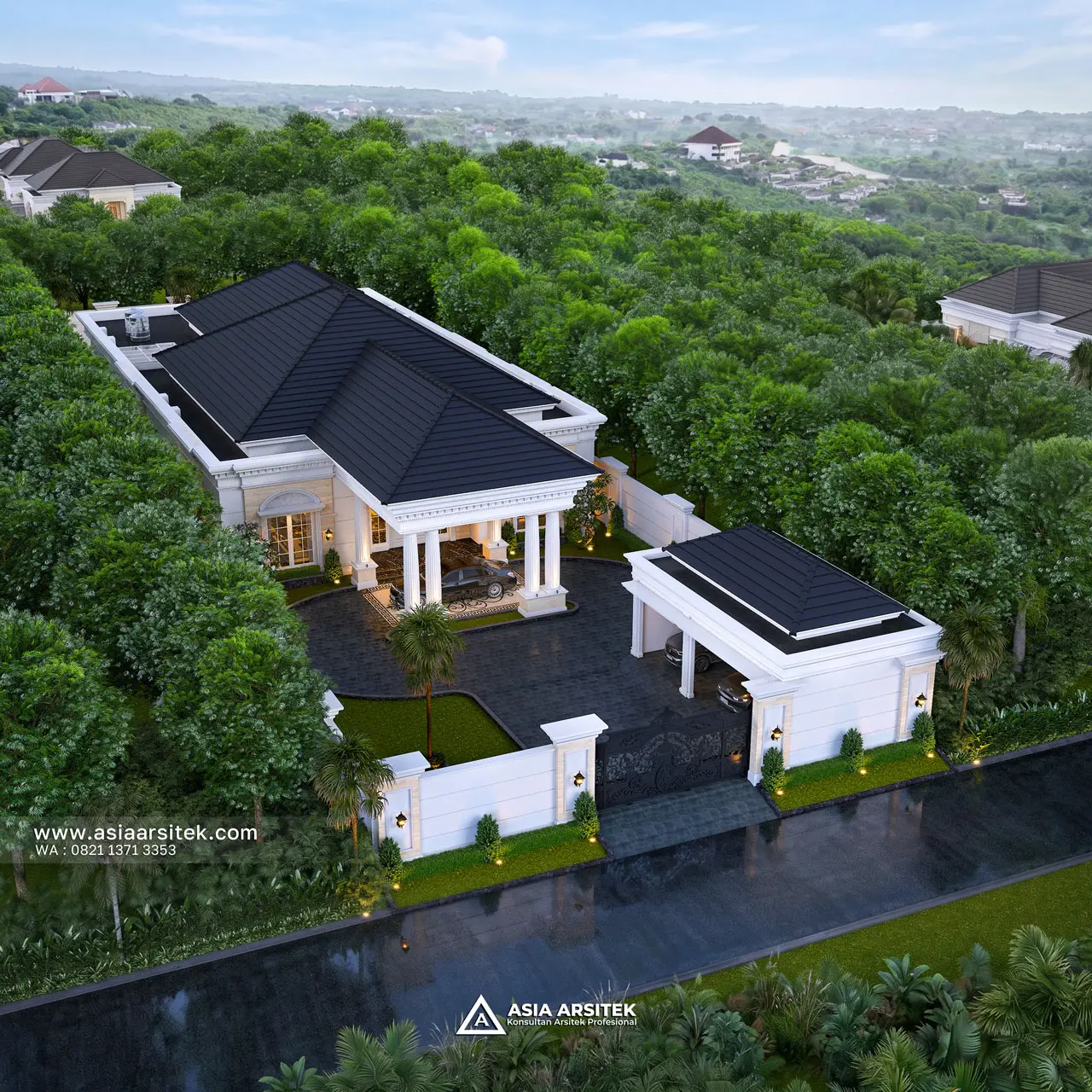Desain Tampak Atas Rumah Klasik 1 Lantai Pak PTYD di Sulawesi Selatan
