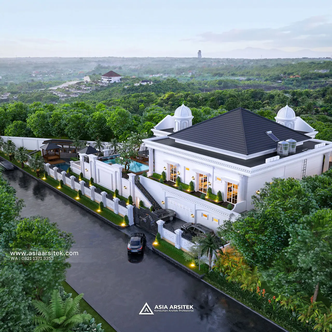 Desain Tampak Atas Rumah Klasik 1 Lantai Pak SYR di Babakan Madang Bogor
