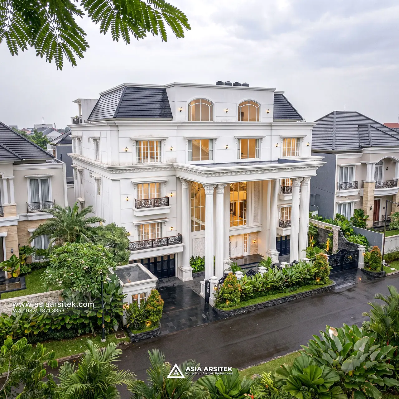 Desain Tampak Atas Rumah Klasik Mewah 5 Lantai Bapak ED di Pondok Indah Jakarta Selatan