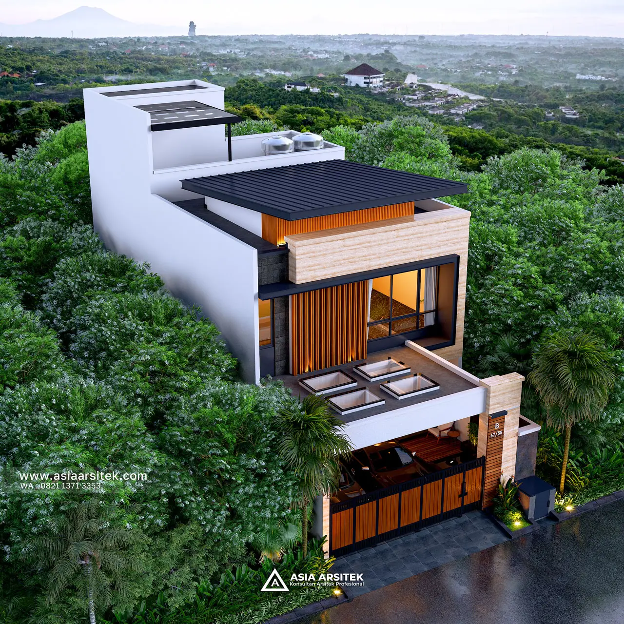 Desain Tampak Atas Rumah Modern 2 Lantai Bapak BY di Pinang Tangerang
