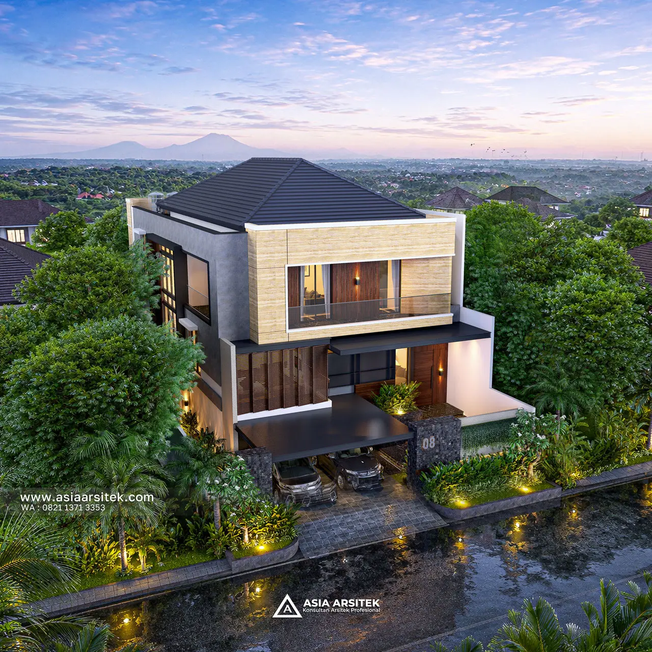 Desain Tampak Atas Rumah Modern 3 Lantai Bapak SND di Jatiasih Bekasi