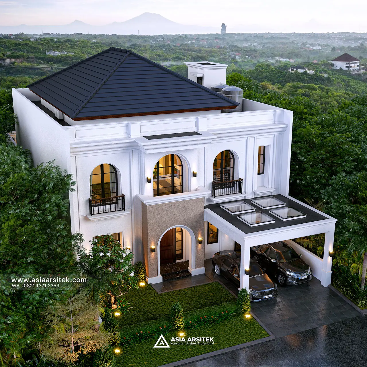 Desain Tampak Atas Rumah Tropis 2 Lantai Pak ED di Alam Sutra Tangerang Selatan