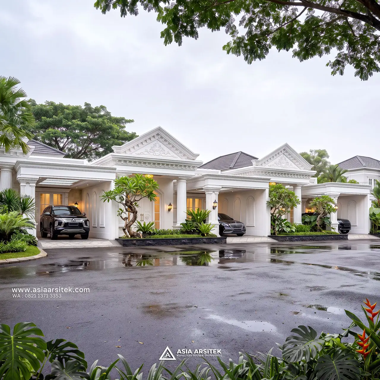 Desain Tampak Beberapa Unit Perumahan Klasik 1 Lantai Pak NRH di Banjarbaru Kalimantan Selatan