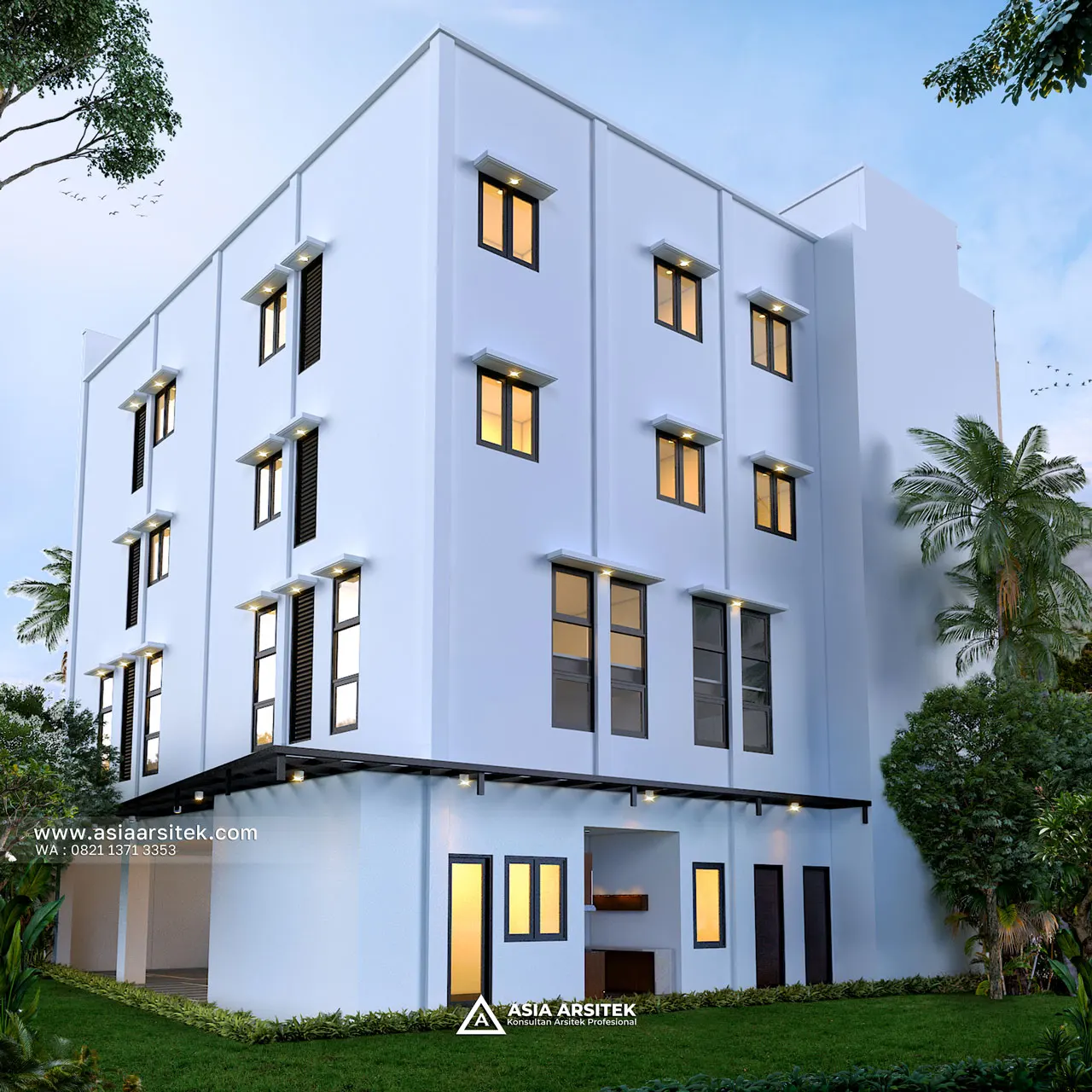 Desain Tampak Belakang Kost Modern 4 Lantai Pak KVN di Pagedangan Tangerang
