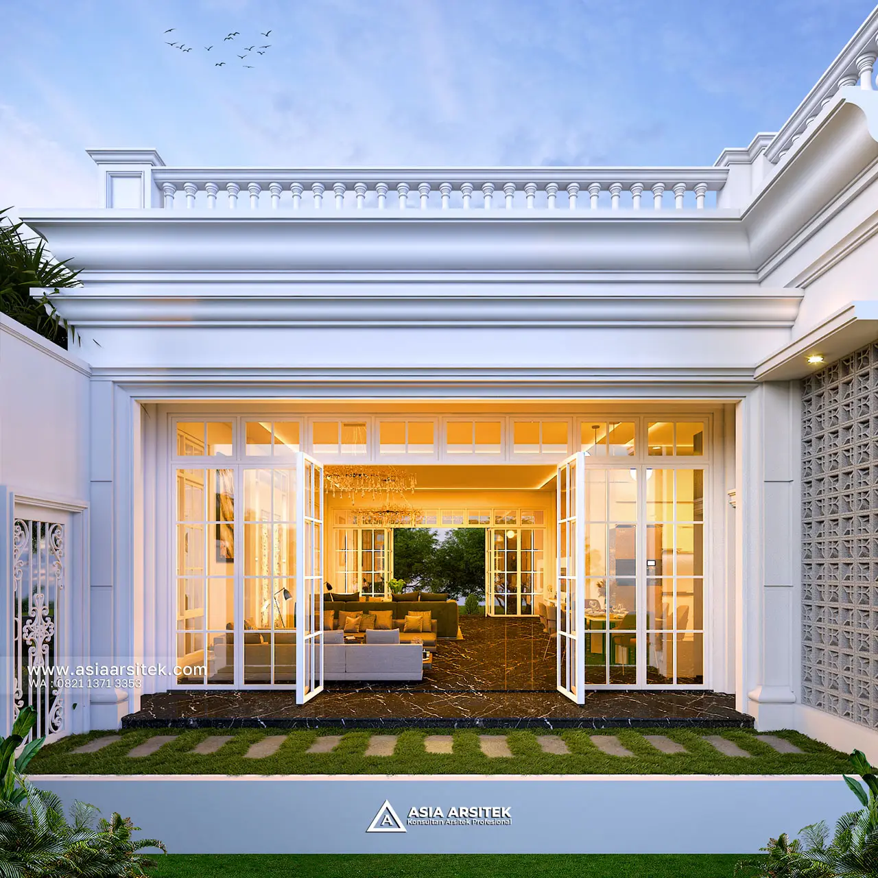Desain Tampak Belakang Rumah Klasik 1 Lantai Ibu ATK di Sawangan Depok