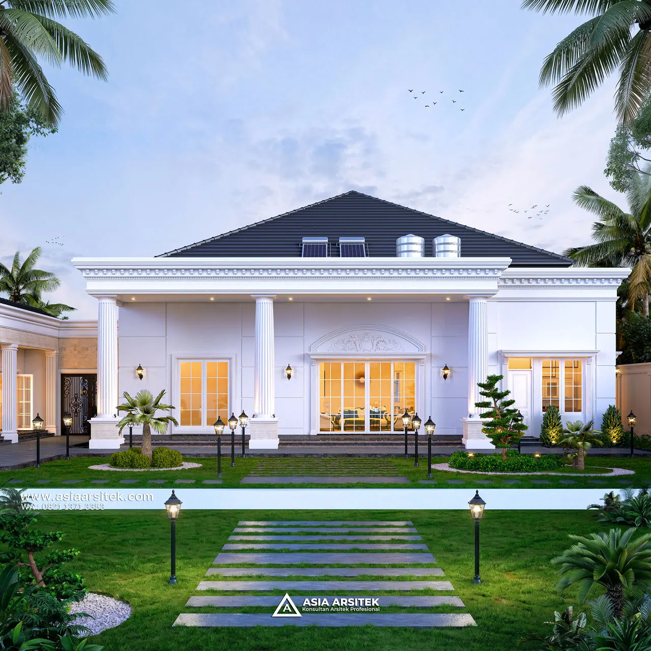 Desain Tampak Belakang Rumah Klasik 1 Lantai Ibu BLA di Tanjung Pandan Belitung