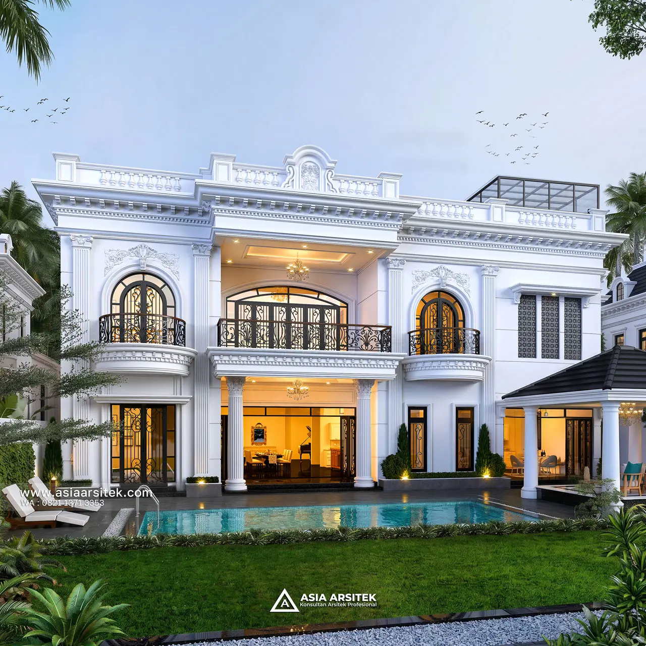 Desain Tampak Belakang Rumah Klasik 2 Lantai Pak JY di Banjarbaru Kalimantan Selatan