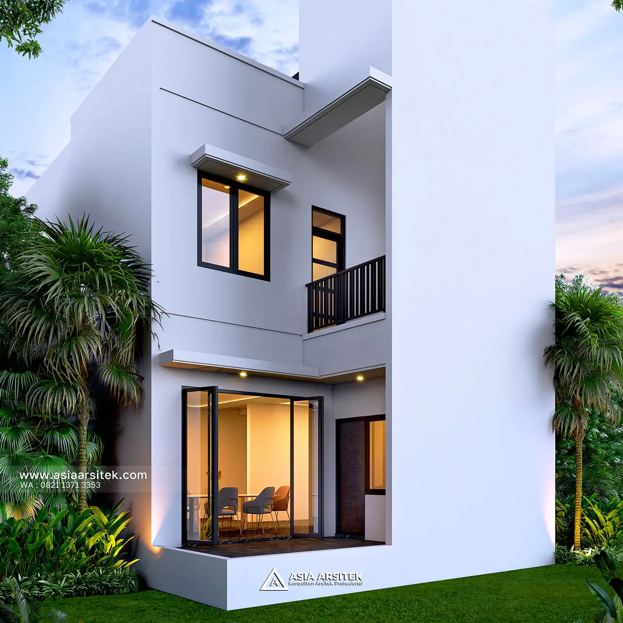 Desain Tampak Belakang Rumah Modern 2 Lantai Bapak BY di Pinang Tangerang