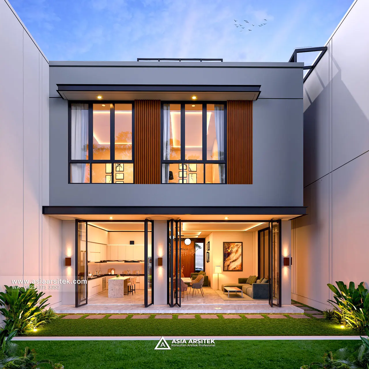 Desain Tampak Belakang Rumah Modern 2 Lantai Bapak TR di Cibubur Jakarta Timur
