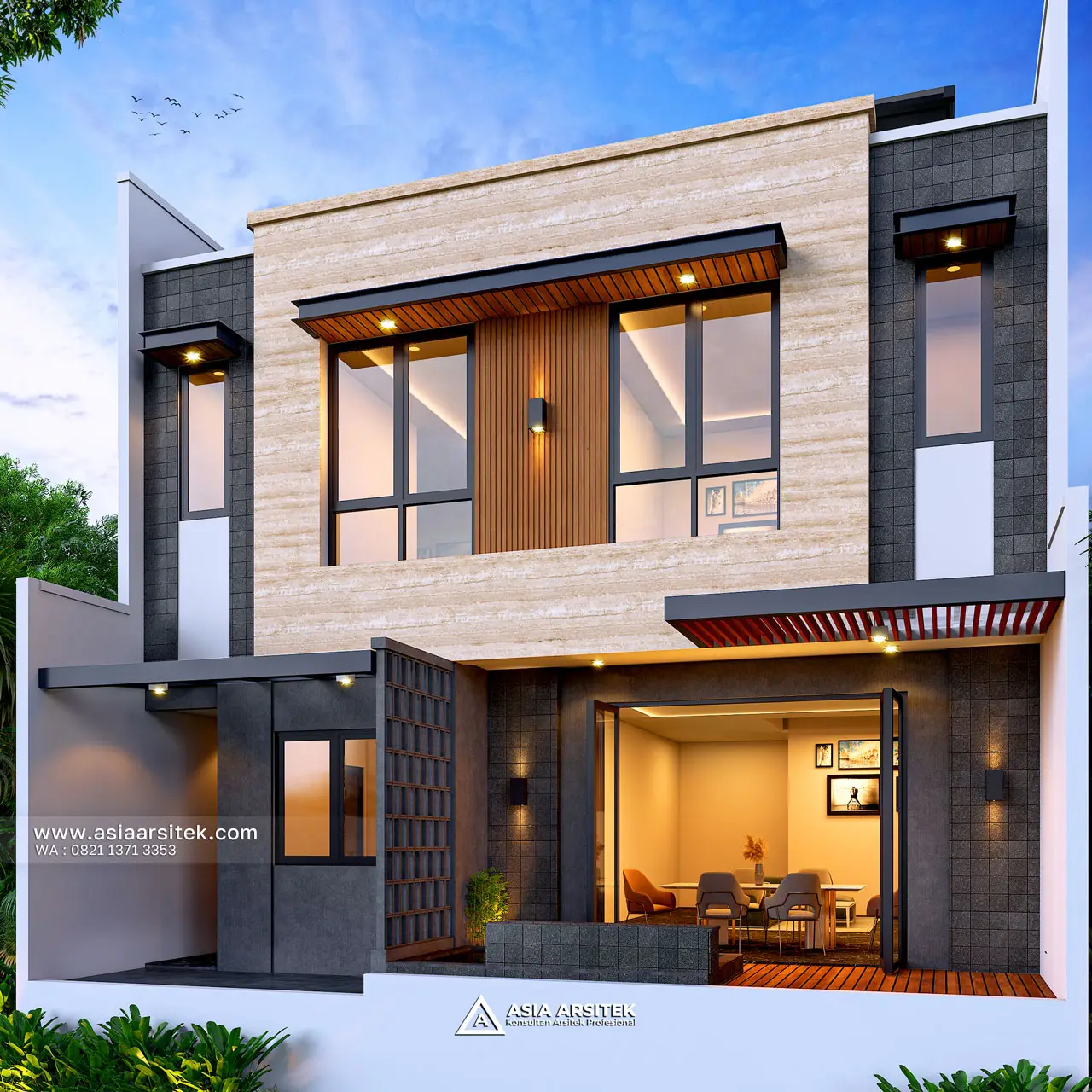 Desain Tampak Belakang Rumah Modern 2 Lantai Bapak WLY di Kelapa Gading Jakarta Utara