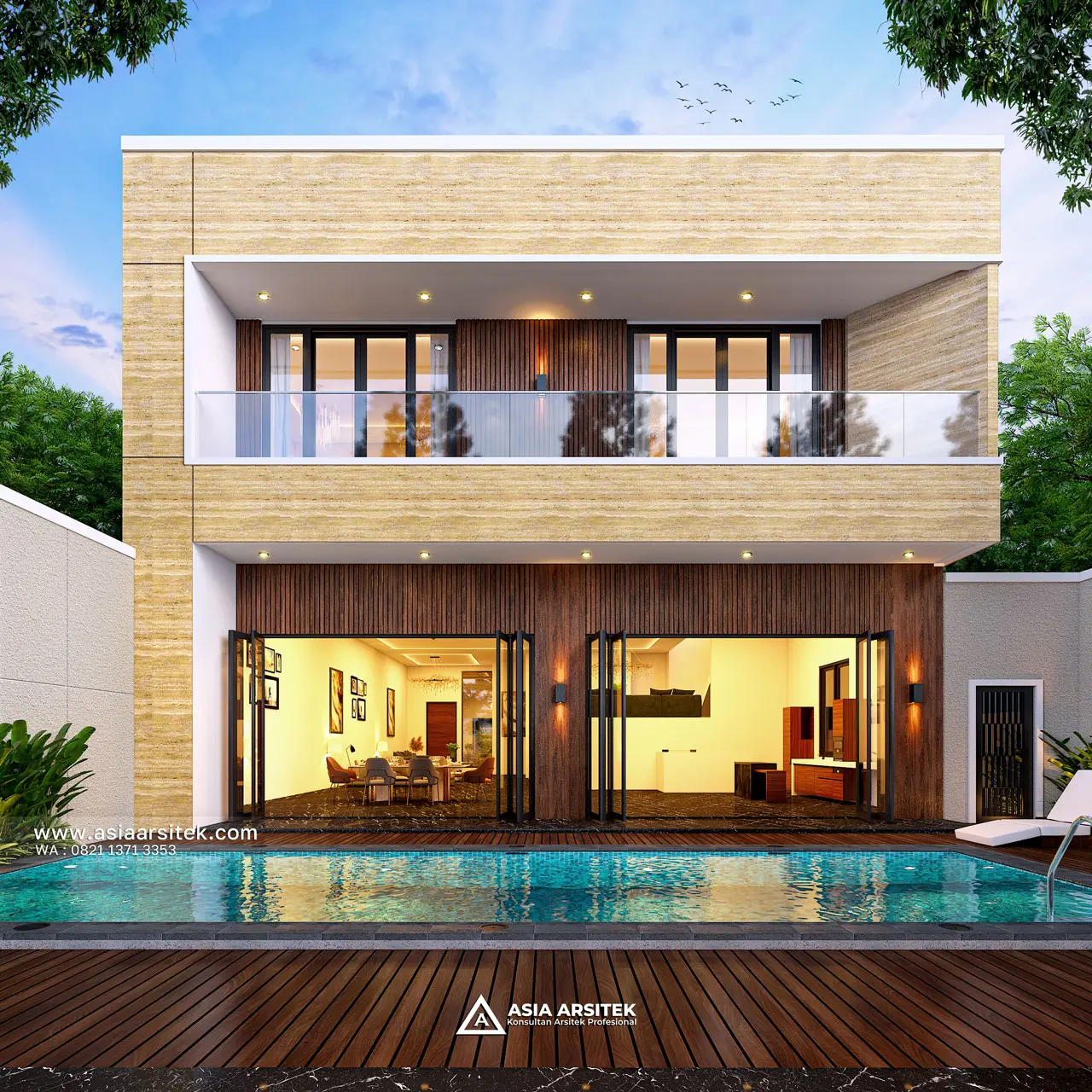 Desain Tampak Belakang Rumah Modern 3 Lantai Bapak SND di Jatiasih Bekasi