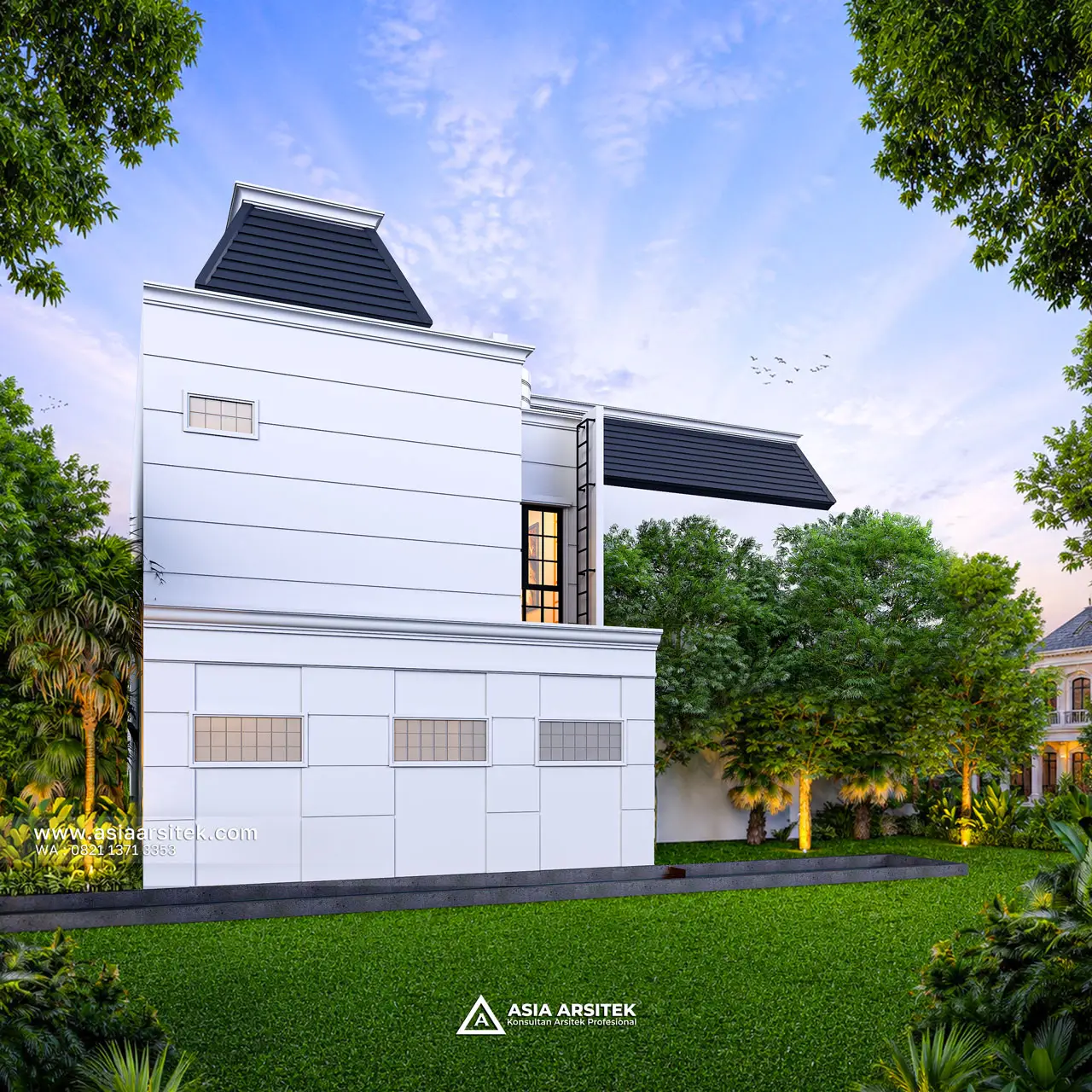 Desain Tampak Belakang Rumah Tropis 2 Lantai Bapak FIL di Palu Sulawesi Tengah