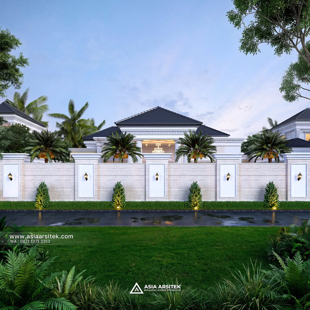 Desain Tampak Depan Dengan Pagar Rumah Klasik 1 Lantai Ibu BLA di Tanjung Pandan Belitung