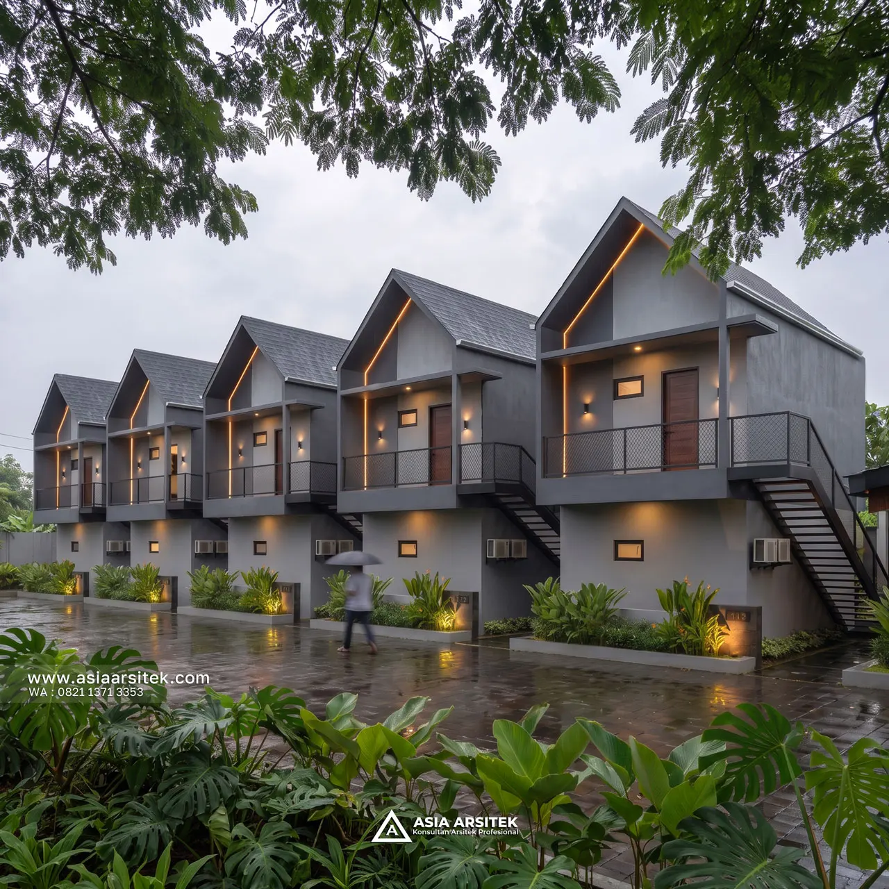 Desain Tampak Depan Guest House dan Kafe Scandinavia 2 Lantai Pak BNY di Yogyakarta