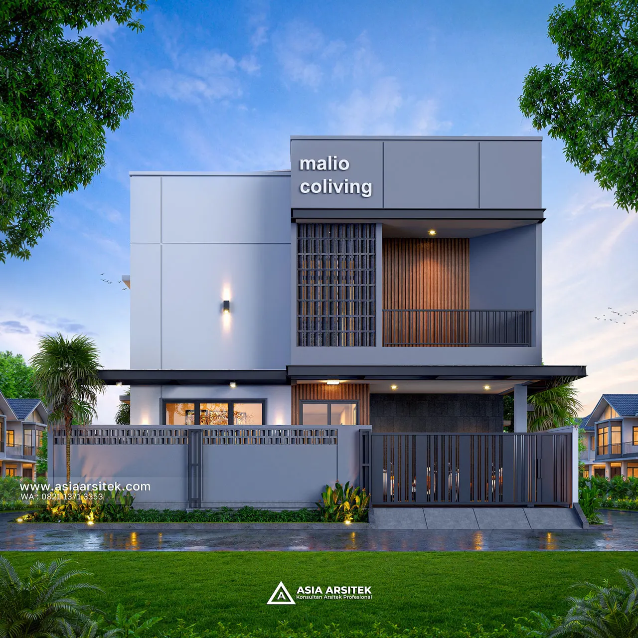 Desain Tampak Depan Kost Modern 2 Lantai Pak BDI di Bekasi Jawa Barat