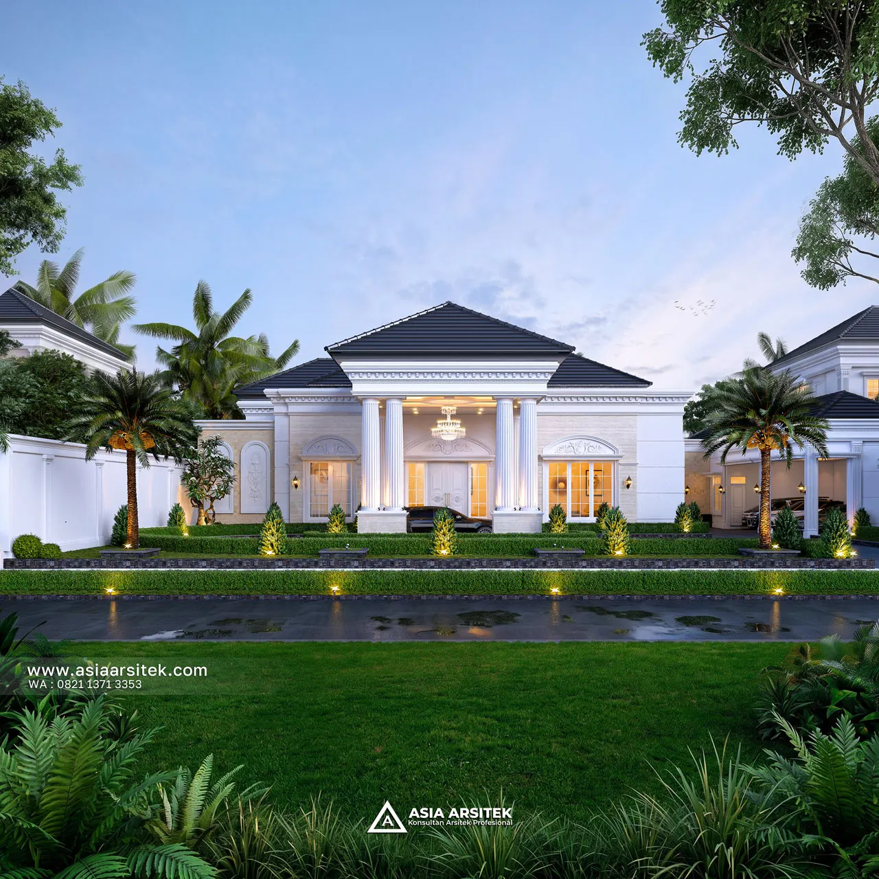 Desain Tampak Depan Rumah Klasik 1 Lantai Ibu BLA di Tanjung Pandan Belitung
