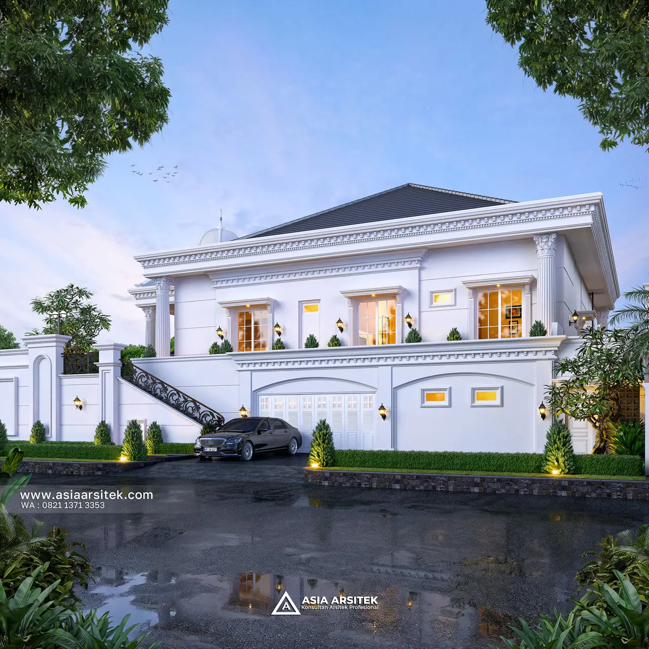 Desain Tampak Depan Rumah Klasik 1 Lantai Pak SYR di Babakan Madang Bogor