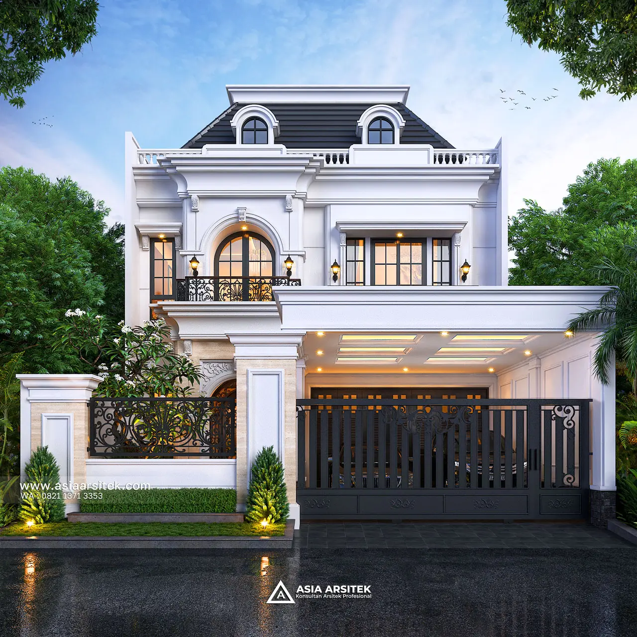 Desain Tampak Fasad Rumah Tropis 2 Lantai Bapak IRV di Pekalongan Jawa Tengah