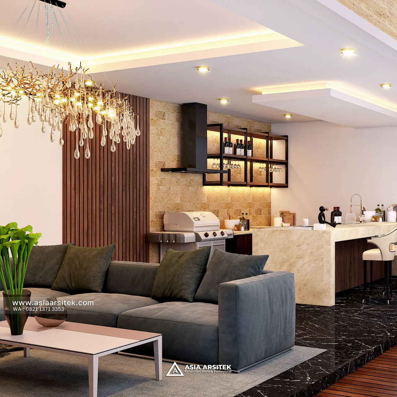 Desain Tampak Gazebo Rumah Modern 3 Lantai Bapak SND di Jatiasih Bekasi