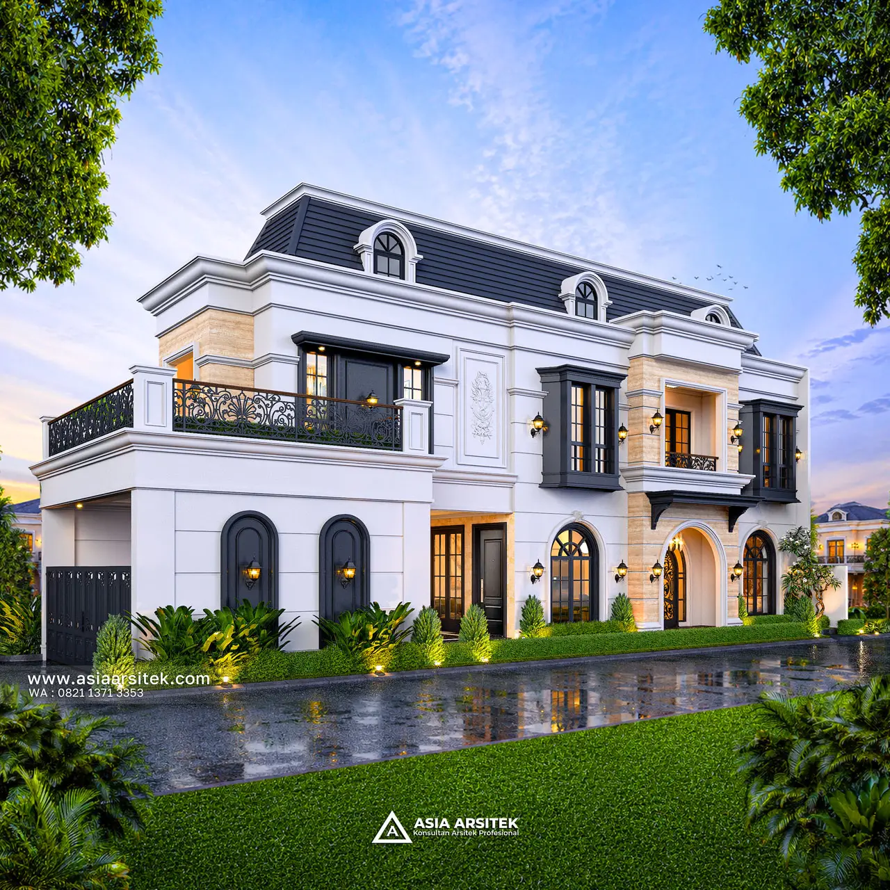 Desain Tampak Samping Kanan Rumah Tropis 2 Lantai Bapak FIL di Palu Sulawesi Tengah