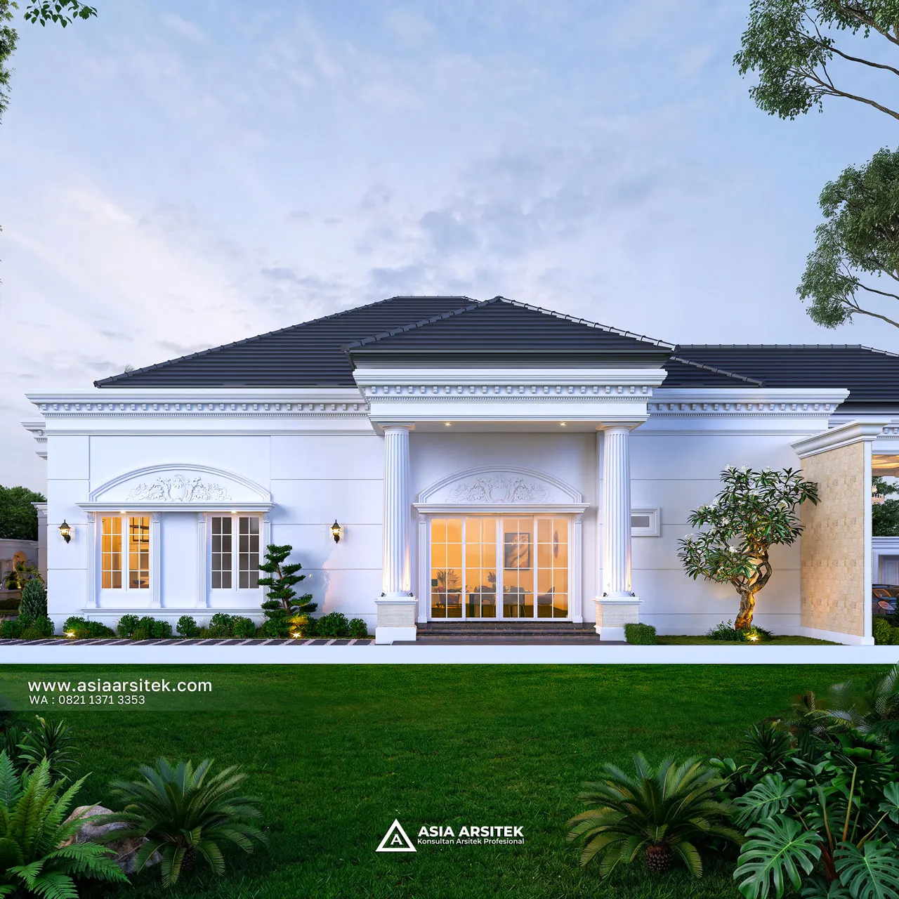 Desain Tampak Samping Kiri Rumah Klasik 1 Lantai Ibu BLA di Tanjung Pandan Belitung