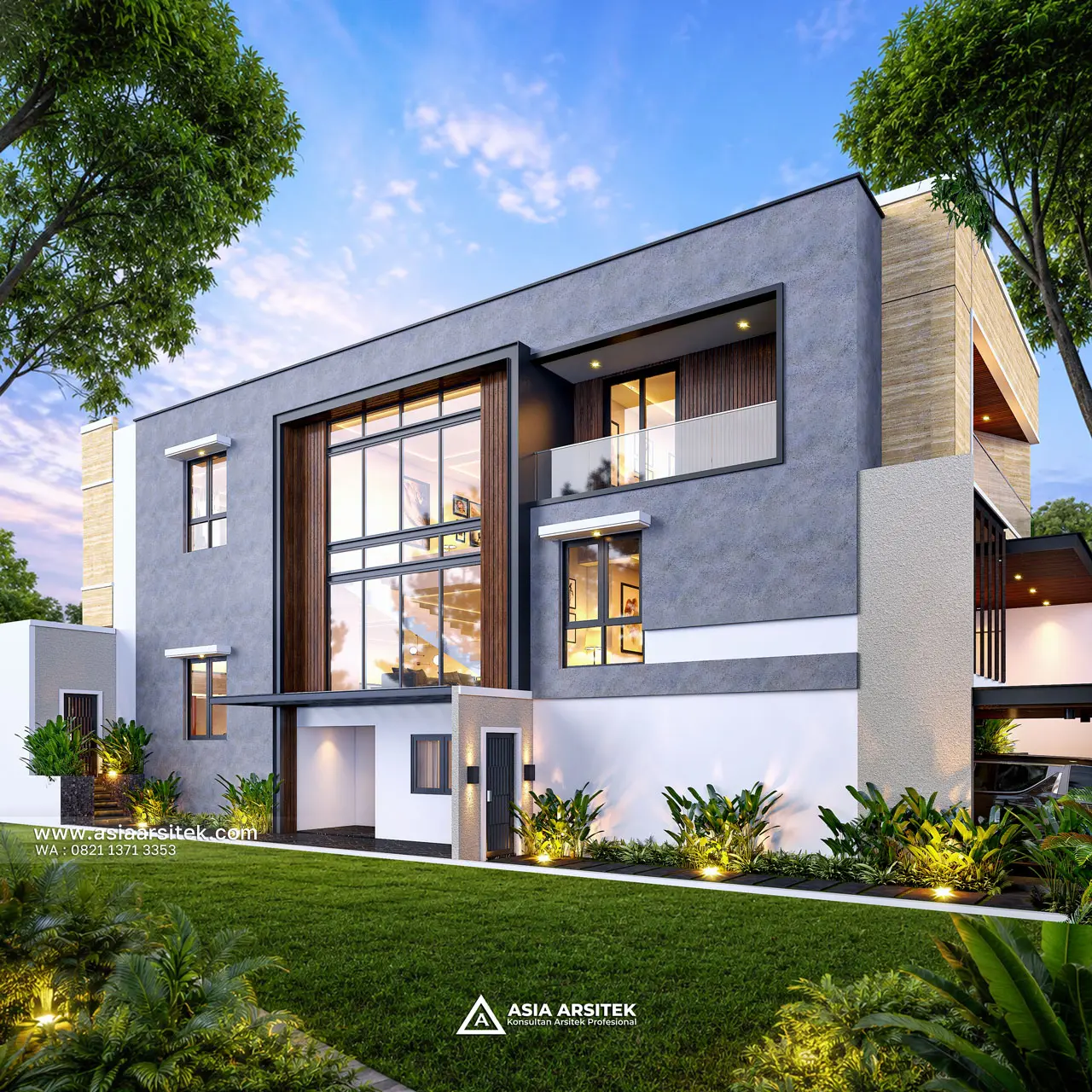 Desain Tampak Samping Kiri Rumah Modern 3 Lantai Bapak SND di Jatiasih Bekasi
