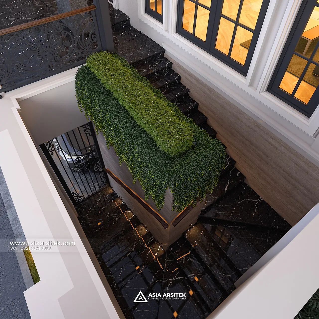 Desain Tangga Rumah Tropis 3 Lantai Bapak MCH di Cipondoh Kota Tangerang